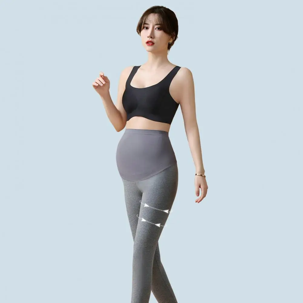 Stretchy Pregnancy Yoga Pants Stylish Leggings High Waist Skinny Pants for Pregnant Women with Belly Support Comfortable Knitted