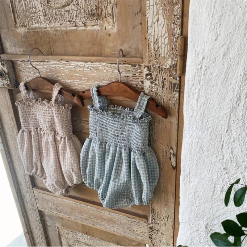 

6624 Newborn Clothes Baby Girl Strap One-piece Bag Fart Pants Toddler Girl's One Piece Clothes Korean 2023 Summer Clothes