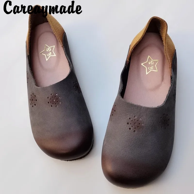 

Careaymade-Genuine Leather pure leather flat soft sole single shoes women's summer grandma shoes breathable handmade casual shoe