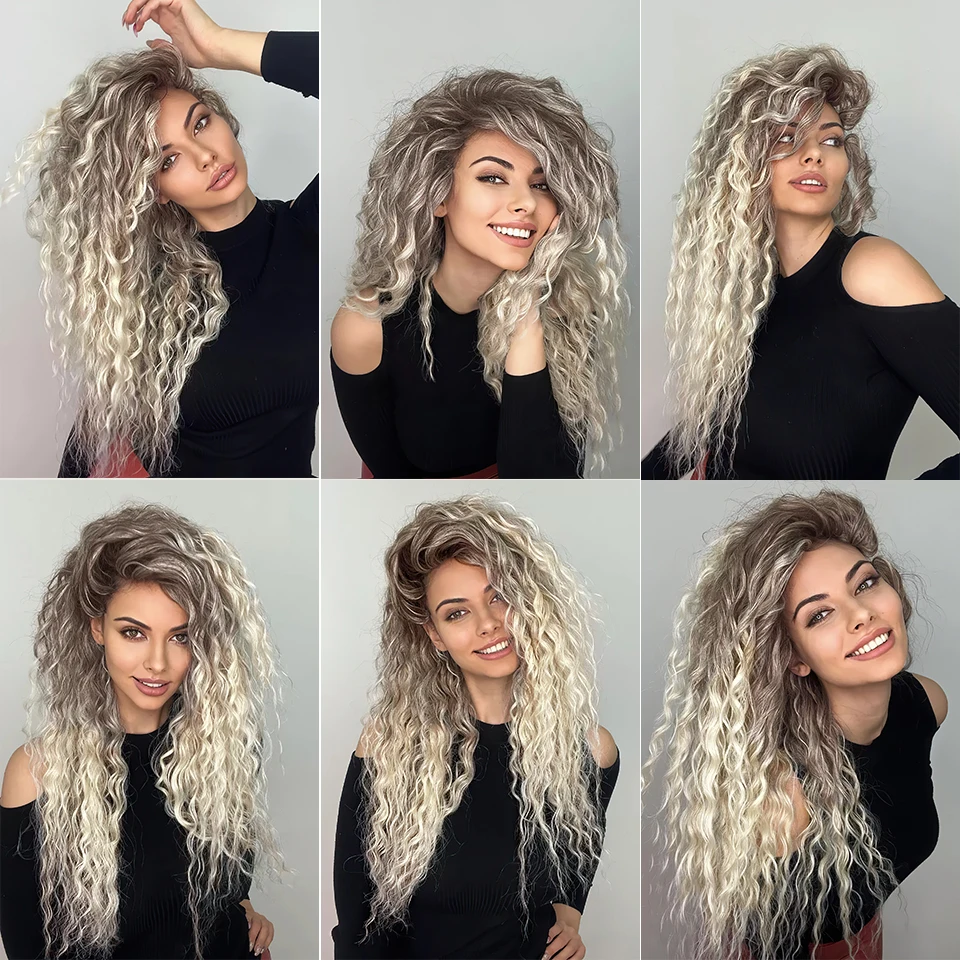 Ombre Copper Anna Hair Synthetic Loose Deep Wave Twist Crochet Hair Braid Afro Curl Water Wave Braiding Hair Extension For Women 4