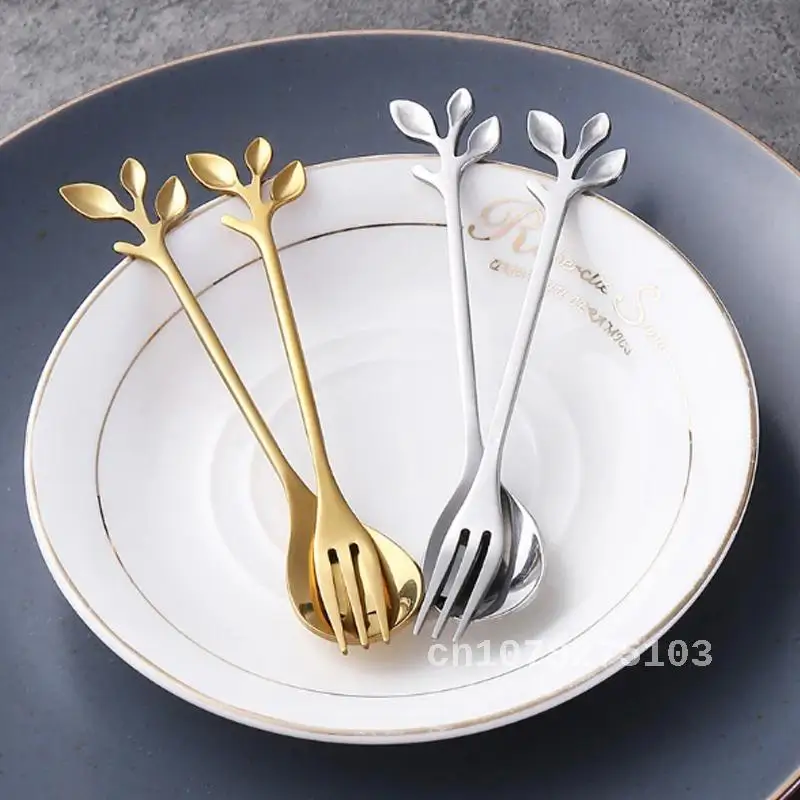 

Stainless Steel Spoon with Creative Branch Leaves Design - Fork Coffee Spoon for Kitchen Accessories, Christmas Gifts, Tablewar