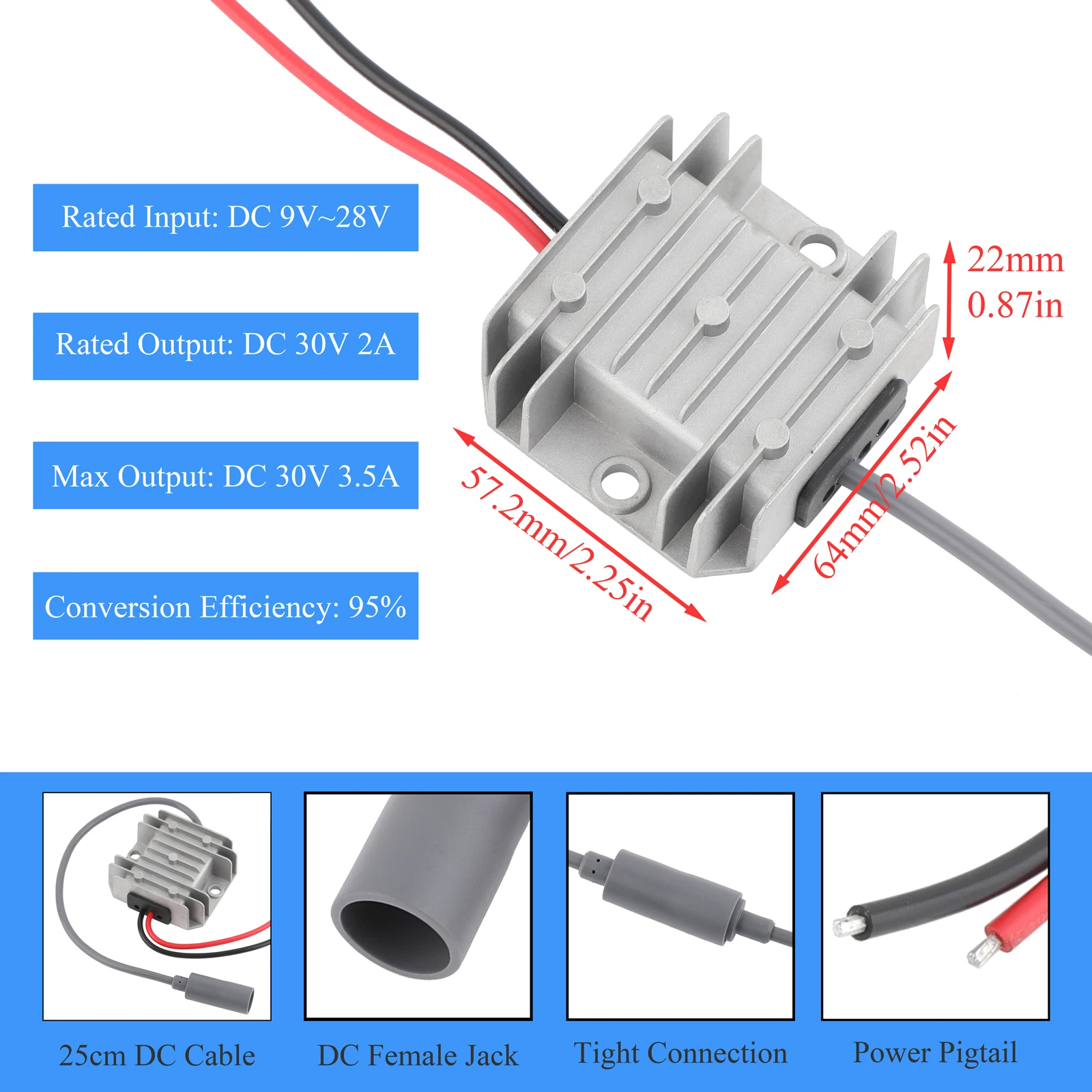 스타링크 미니 12/24V에서 30V 3.5A DC 전원 부스트 컨버터(스타링크 암 플러그+연장 케이블) F/M 3-20m