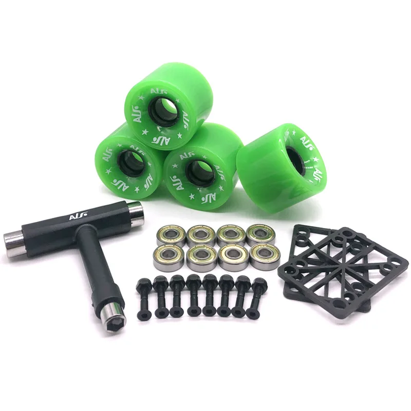 4Pcs 60*45mm 80A 스케이트보드 휠 베어링 도구 세트 도로, 거리, 더블 킥 스케이트보드용 고탄성 PU 크루징 휠