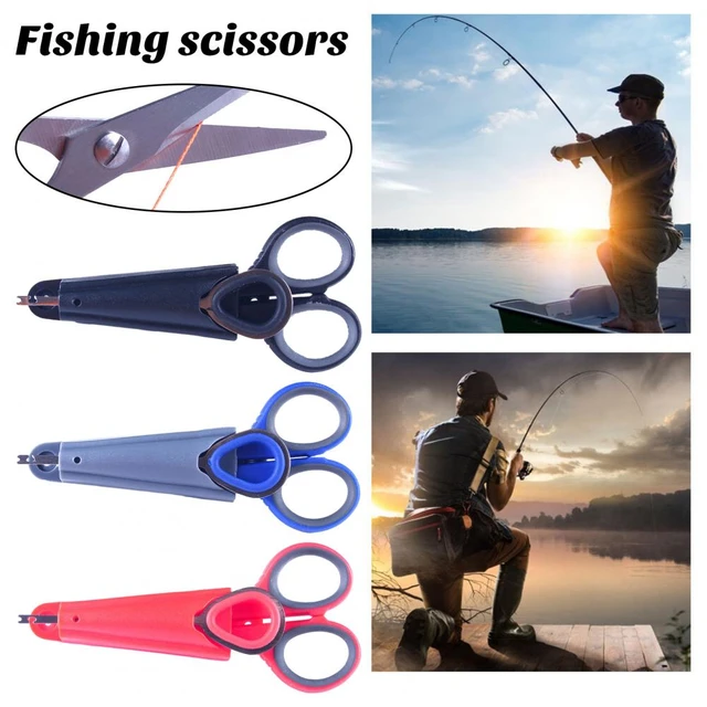 Portable Fishing Scissors with Lanyard Bag Braided Line Cutting Scissors  Sturdy Multifunctional Hook Remover Folding Scissors