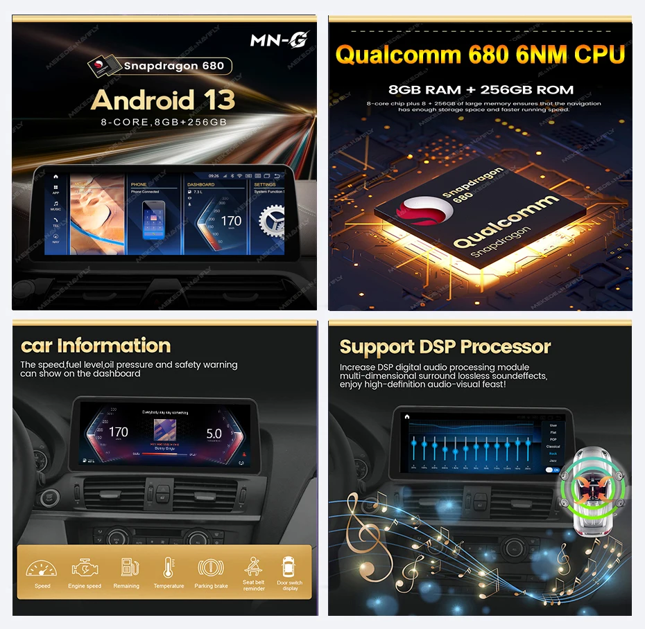 NaviFly KSW S680 8G + 256G 12.3 BMW X4 F26 X3 F25 2011 - 2018 CIC NBT EVO 용 안드로이드 13 차량용 멀티미디어 플레이어 연결 시스템