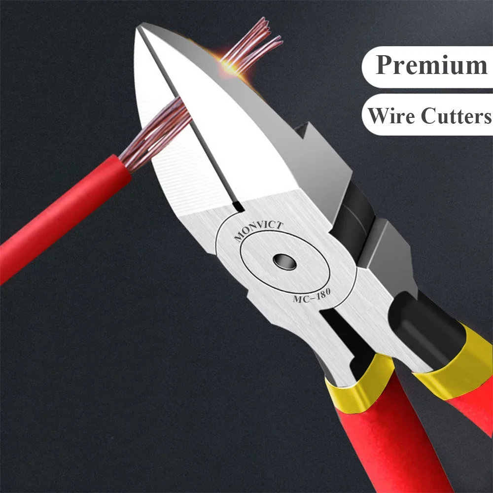Cutting Pliers Wire Cutter, 6 Inch Precision Side Cutter Heavy Duty Flush Cutter, Cutters for Cables, Wires, Zip Ties and More