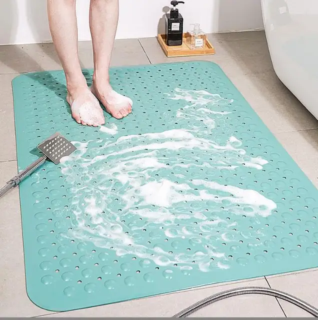 Pvc Non Slip Large Bath Mat Safety Suction Cup Bathroom Shower Mat