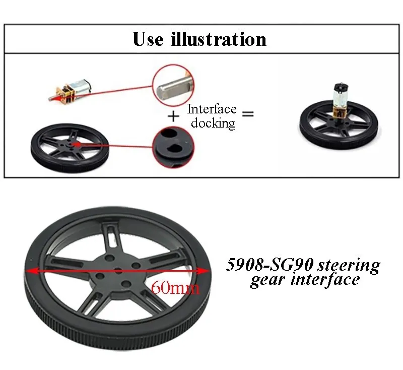 5908 Silikon reifen kompatibler Roboter Smart Car 360 Grad 9g Lenkung SG90 TT Motor – Detail 3