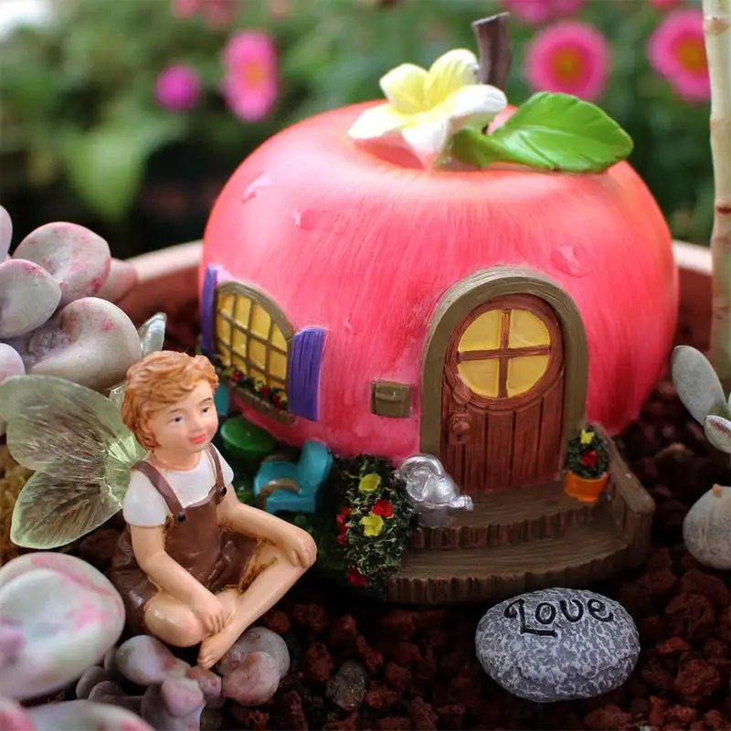 

Fairy Garden Apple House Vivid Fairy House Figurines Hand-Painted Garden Sculptures & Statues Charming Centerpiece for Outdoor