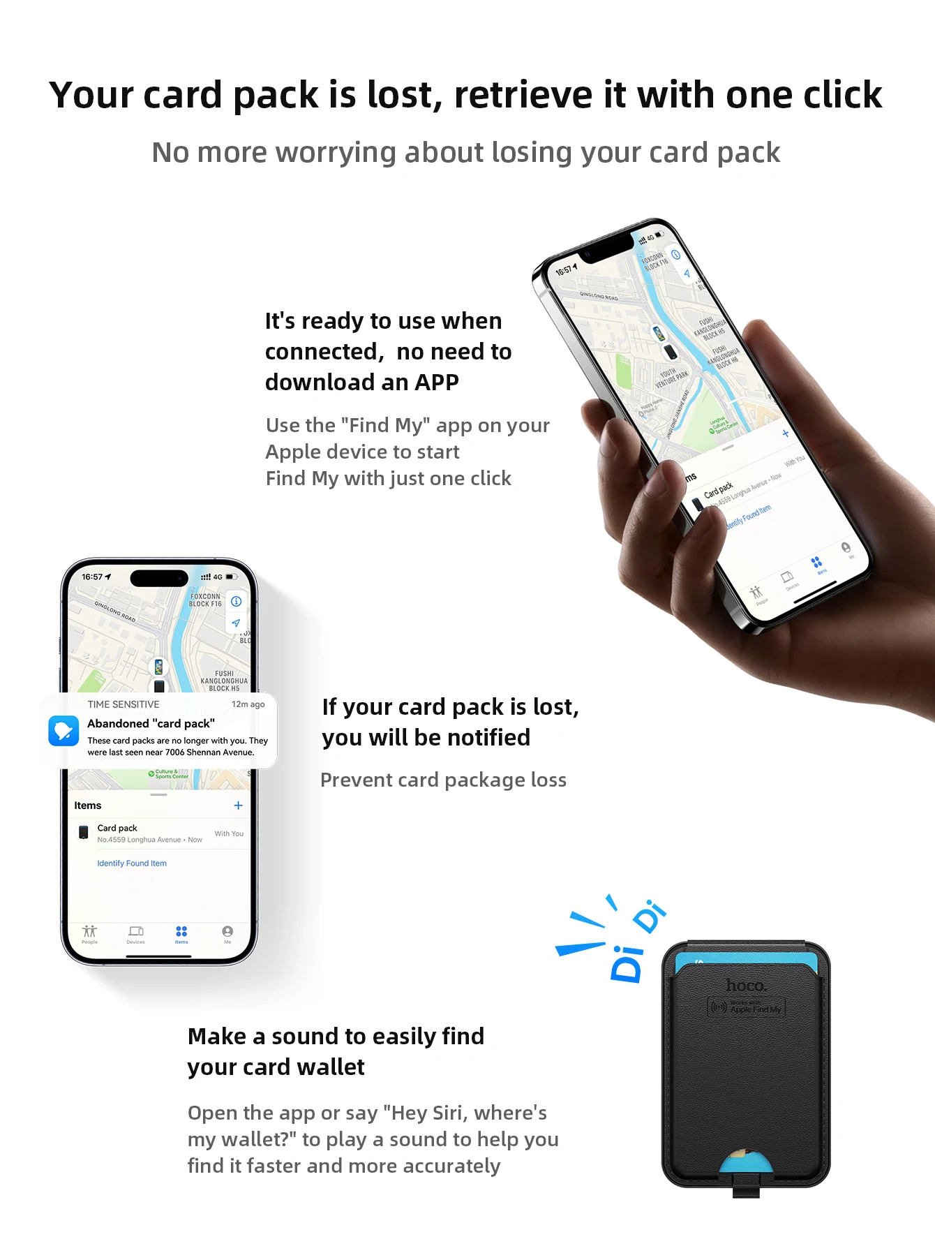 HOCO E91I Smart Magnetic Wallet Tracker (Apple Find My)