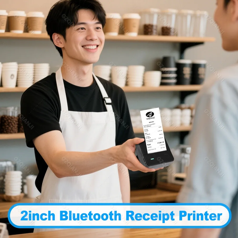 Pocket Mini Thermal Printer 2 inch Bluetooth 58mm Receipt Bill Ticket Printer with 58x30mm Print Paper for Restaurant Impresora