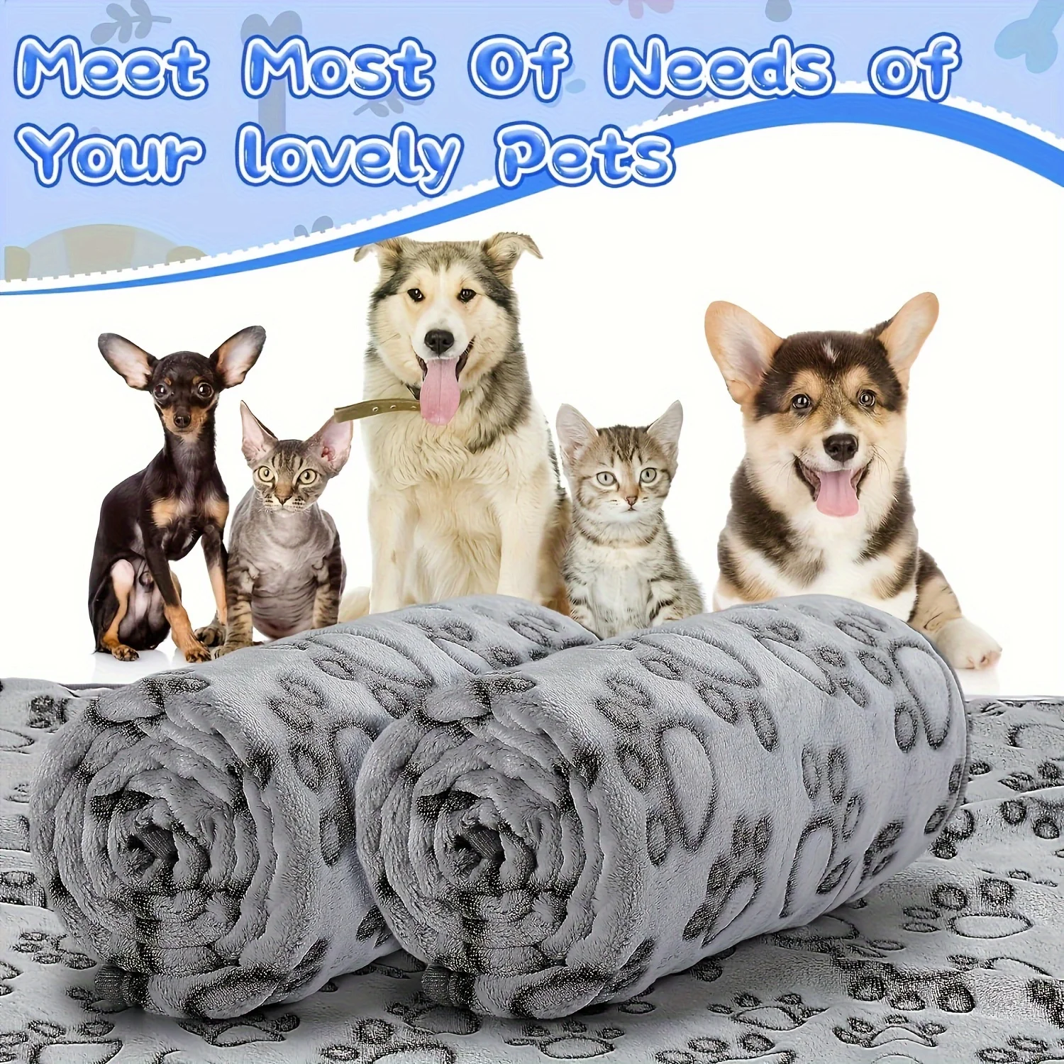 Soft Fluffy High Quality Pet Blanket Cute Cartoon Pattern for Cat Dogs