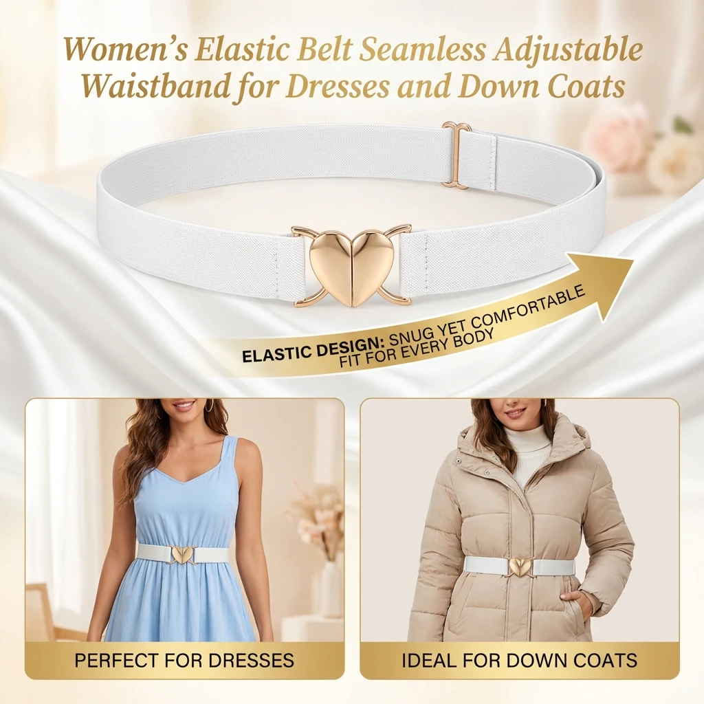 Elastic Belts for women Seamless Adjustable Waistband for Dresses Coats Non-Slip Stylish Fashion Accessory - 5