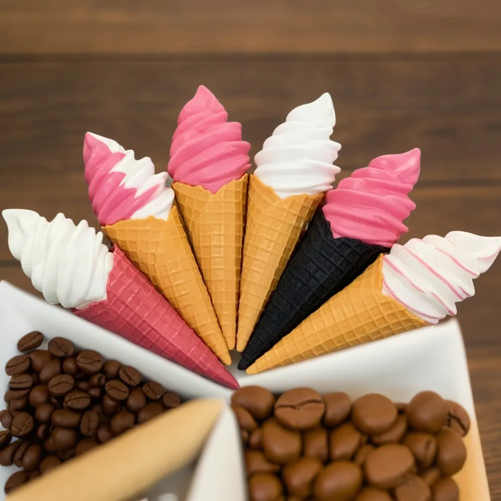 Chocolate Mix Vanilla Color Soft Serve Artificial Ice Cream Model Waffle Cone Snack Cart Display Advert Play Prop 22cm 8.6in 1PC