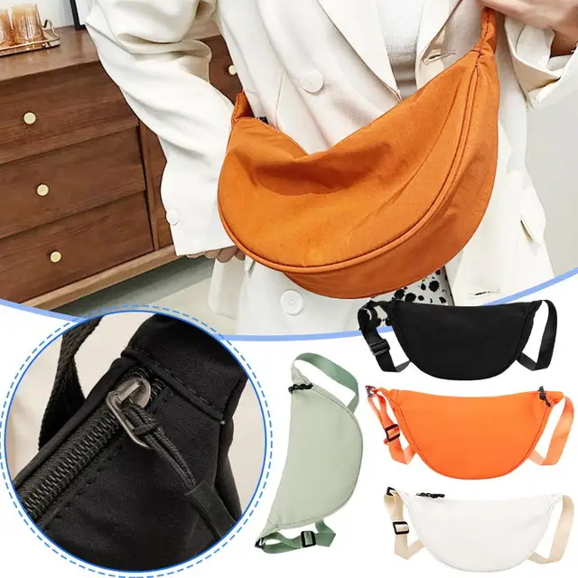 Borsa Mezzaluna Donna In Nylon - Tracolla Regolabile, 32x15x10cm, Impermeabile E Pieghevole - Foto 1