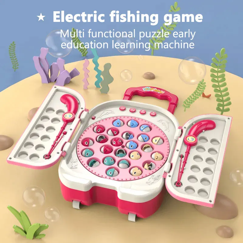 

Montessori Magnetic Fishing Toys Cartoon Marine Life Cognition Musical Fishing Game Educational Parent-child Interactive Gifts