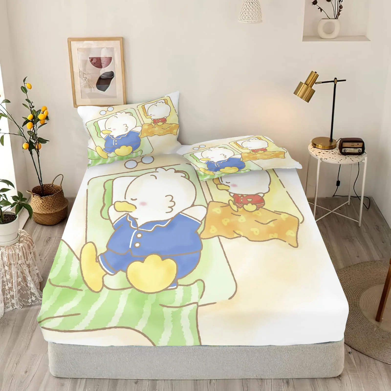 

Baker Duck Sanrio Fitted Sheet Cartoon For Children, Cute Digital Printing Coverage, Baby Teenager Bedding, Elastic Sheets Cover