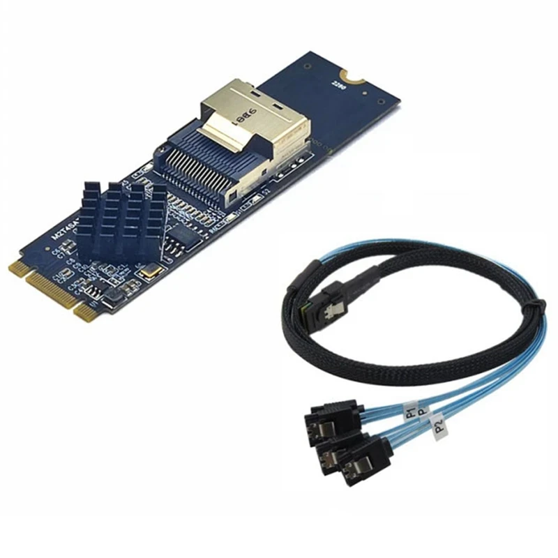 

M.2 NVME для Mini SAS SFF-8087 плата расширения с поддержкой 4 портов SATA3.0 6 Гбит/с HDD SSD SATA контроллер SFF8087 на M2 NVME простой в использовании