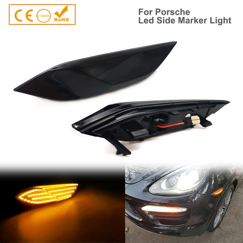 

2Pcs Dynamic Flowing Amber High Quality LED Side Marker Turn Signal Blinker Indicator Lamps For Porsche Cayenne 958 2011-2014
