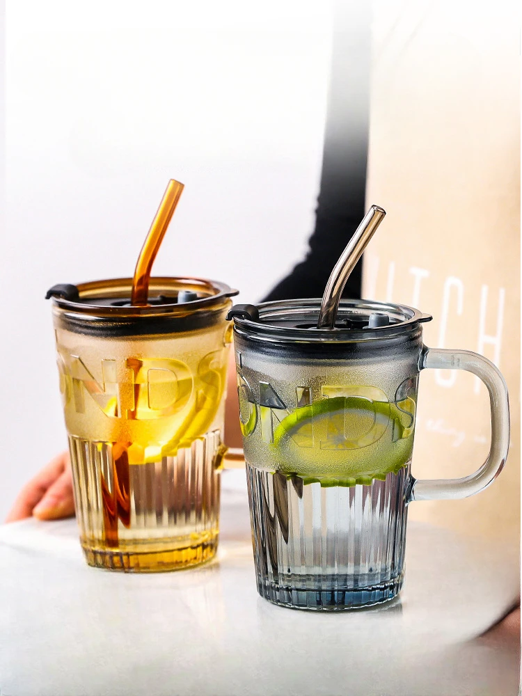 

Straw Glass Cup Children's New Office Water Cup Home Juice Beverage Milk Tea Coffee Cup