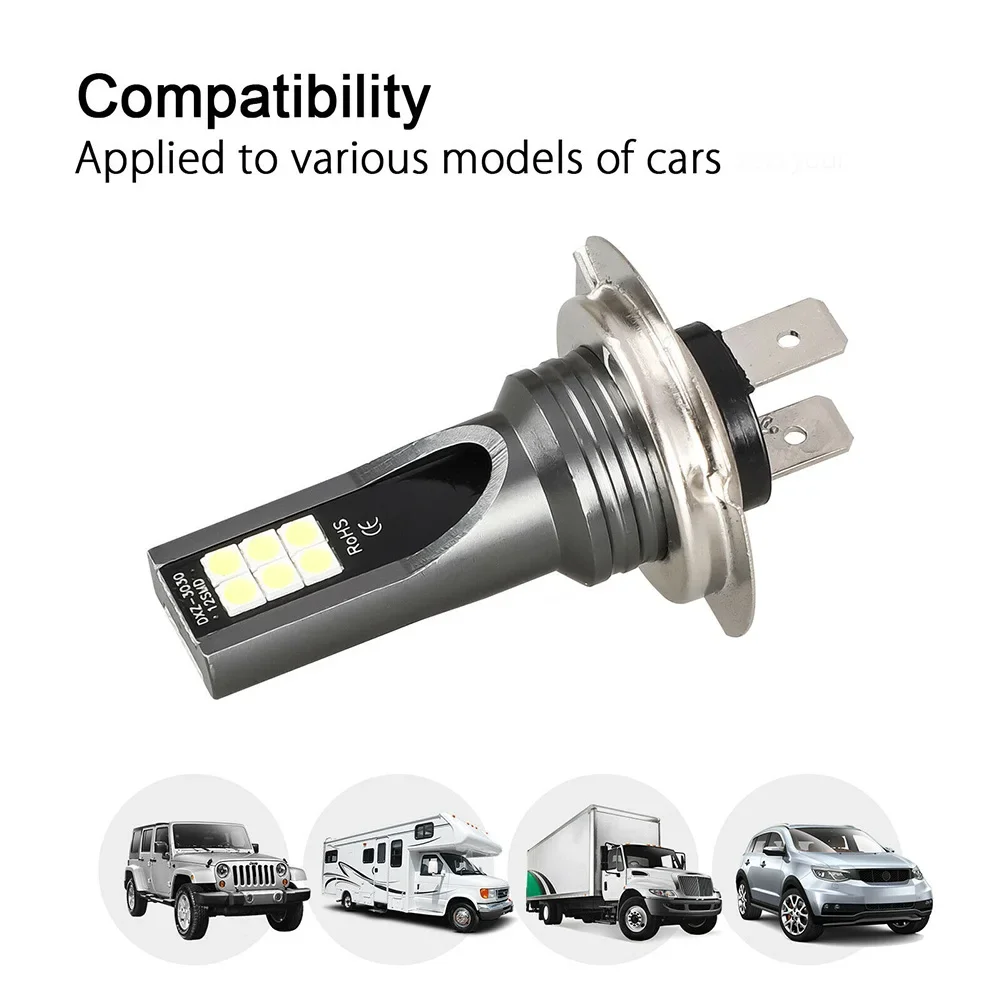 자동차 LED 조명 키트, 오류 없는 캔버스 전구 세트, 방수 헤드라이트 변환, 6000K H7, 30000LM, 2PCs/세트