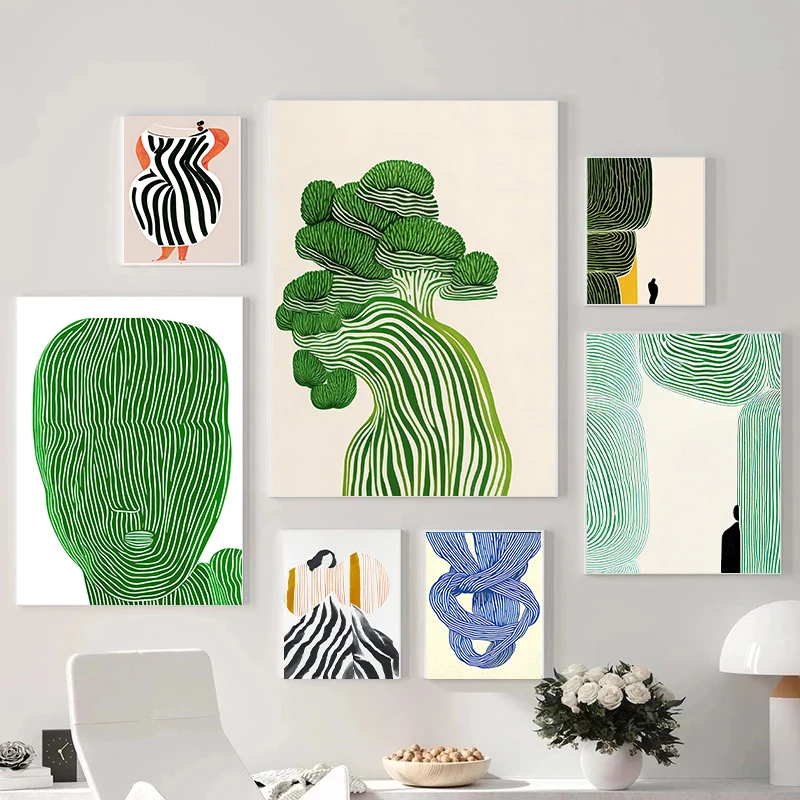 Minimalismo Line Art Abstract Naked Woman/Curvy Woman/Face/Broccoli Poster Canvas Painting Print Wall Art Picture For Home Decor