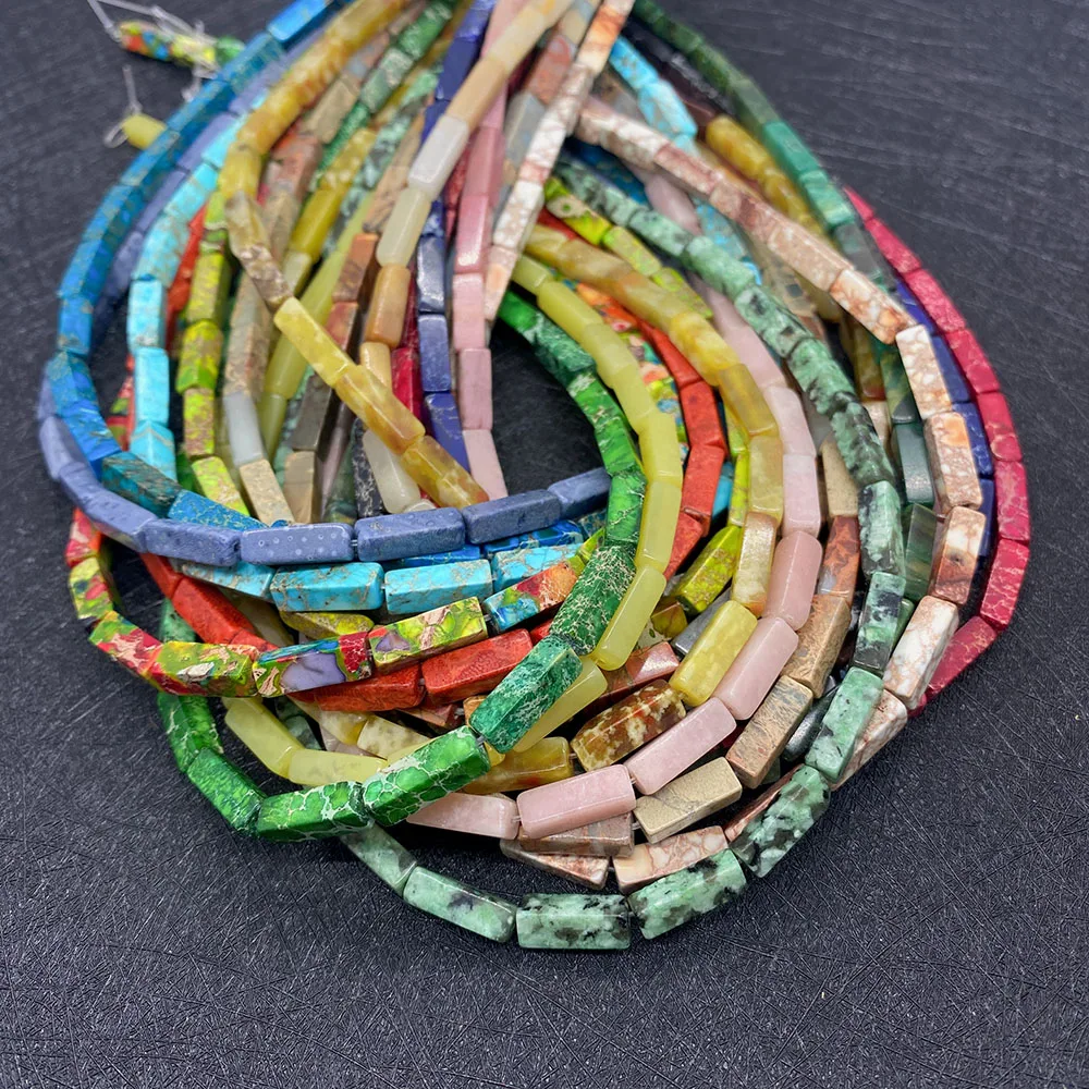 

Natural Sea Sediment Stone Beads for Jewelry Making DIY Necklace Bracelets Emperor Stone Rectangular Tube Imperial Stone Charms