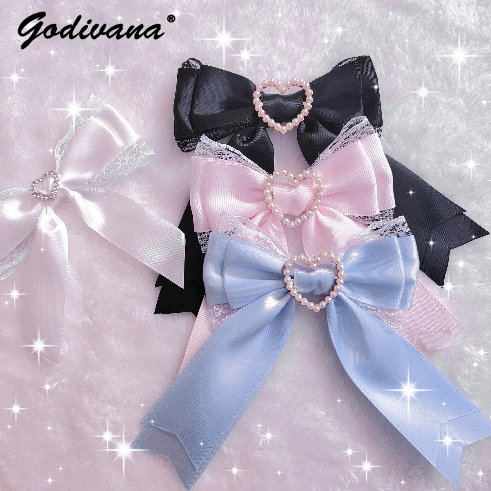 Lolita Heart Rhinestone Bow Sweet Cute Girl Retro Hairpin Side Clip Kawaii Girls Solid Color A Pair of Hair Accessories retro internet celebrity heart shaped leather belts buckle metal pink colour belt for women 2 3cm width fashion accessories