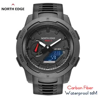 NORTH EDGE Mars 3 Men's Military Watch Digital Carbon Fiber Case For Man Waterproof 50M Sports Watches World Time LED Wristwatch 1