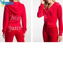 

YICIYA 2022 New JC Rhinestone Velour Suit Y2k Velvet Tracksuit Women Velvet Crop Top And Pants Winter Velour Pants Suits Tops