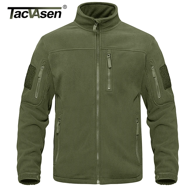TACVASEN Full Zip Up Tactical Army Fleece Jacket Military Thermal Warm Police Work Coats Mens Safari Jacket Outwear Windbreaker 1