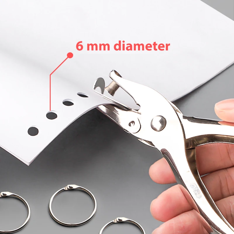 Single Hole Punch 8 Sheet Capacity 6mm Diameter Hole Puncher Hand Paper Scrapbooking Punches Home Office School Supplies