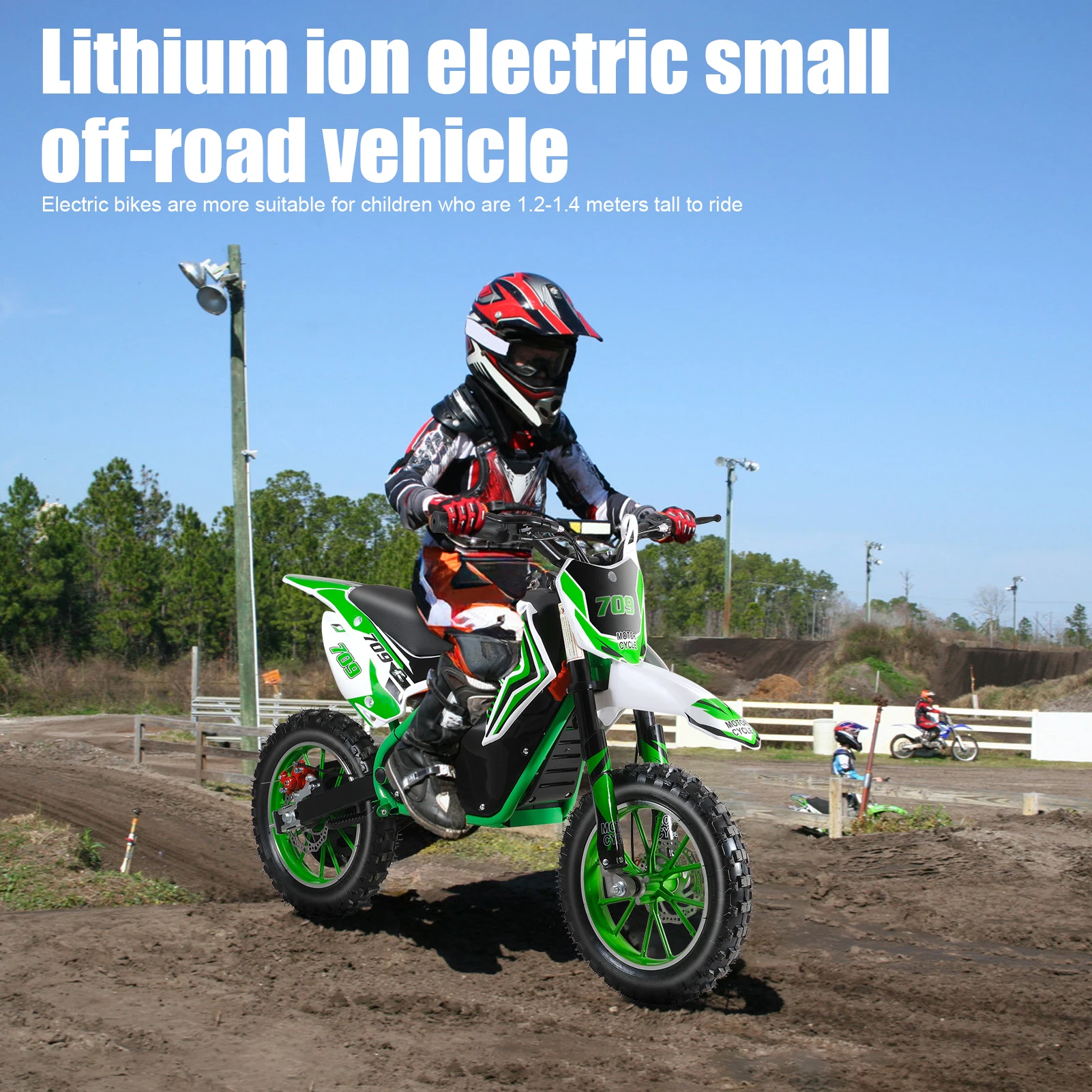 Dirt Bike, Rocket Electric Motocross Bike, Off Road Mini Motorcycle, Electric Pocket Motorbike with Mechanical Disc Brakes, 10 I