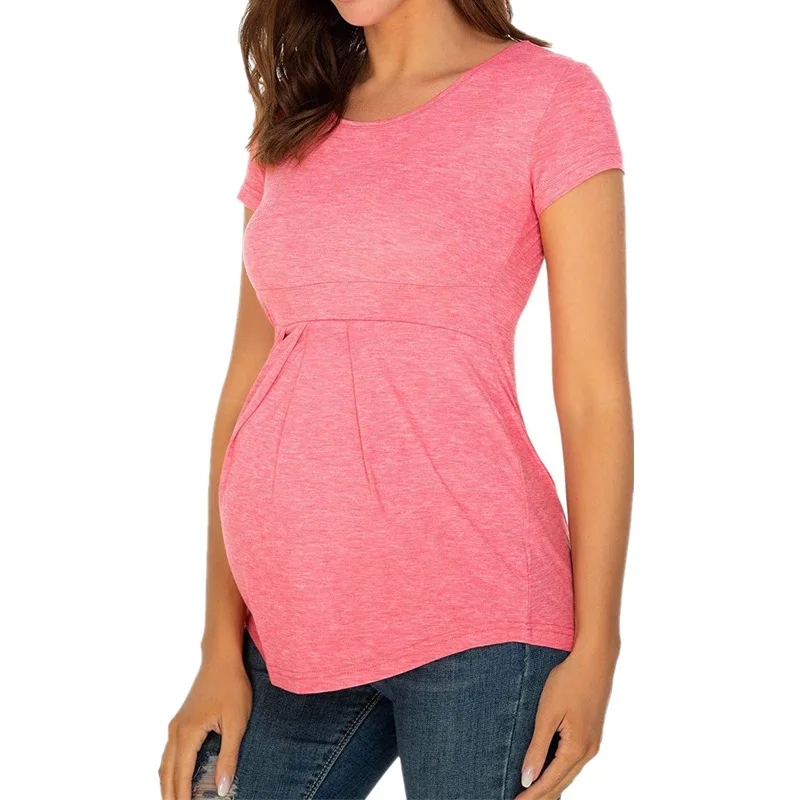 Summer Maternity Tops Women Short Sleeve Tees Shirt Casual Cotton Pregnant Women O-Neck T-Shirt Pregnancy Clothing Big Size