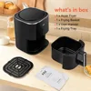 ASZ Digital Air Fryer 4.5qt with Window  8 Presets Bake Toast Broil Reheat Bacon Black 400°F Airfryer 85% Oil Less 6