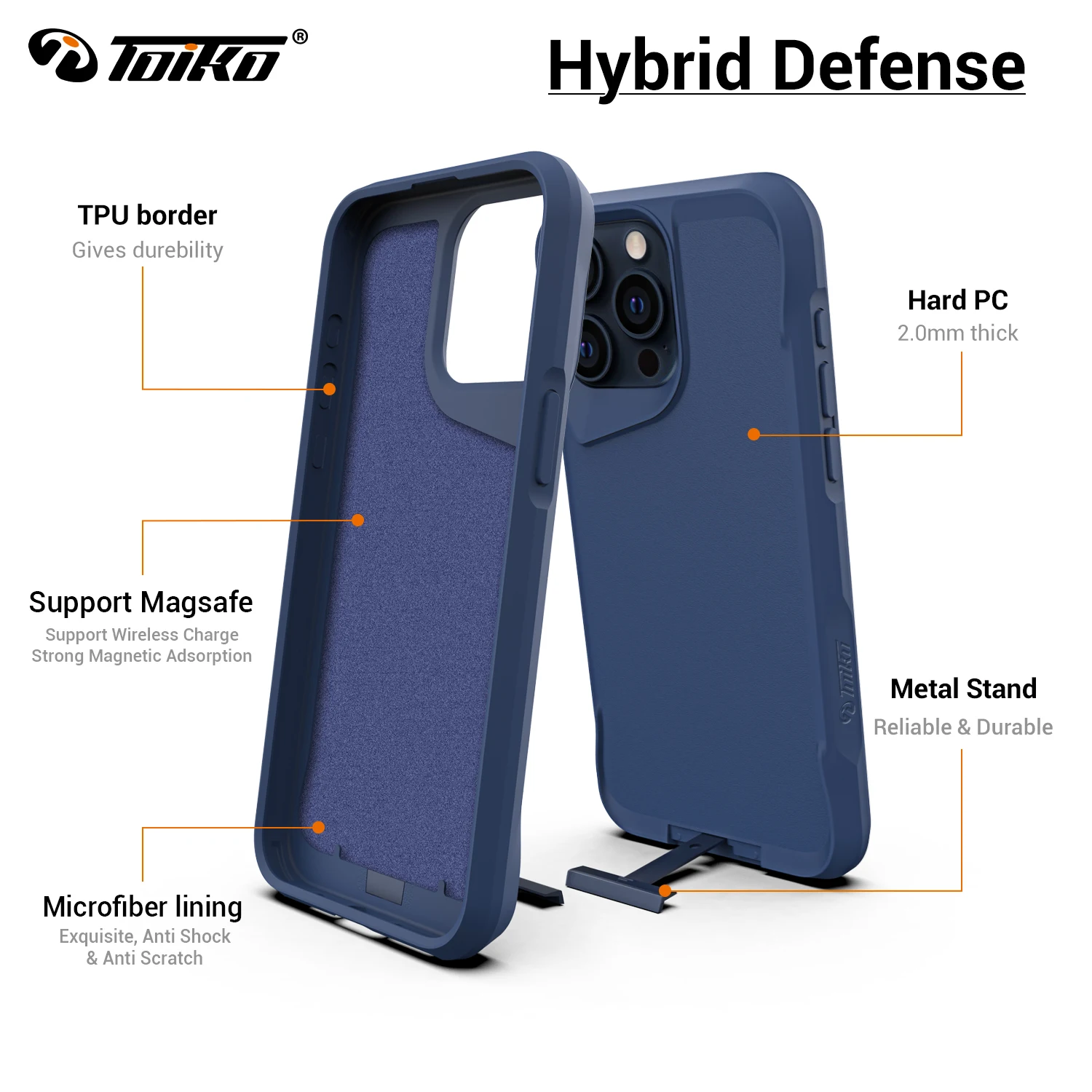 TOIKO Titan Magnetic Kickstand Case for iPhone 15 Pro Max 15 Plus Magsafe Wireless Charge Back Cover Shockproof Protection Armor