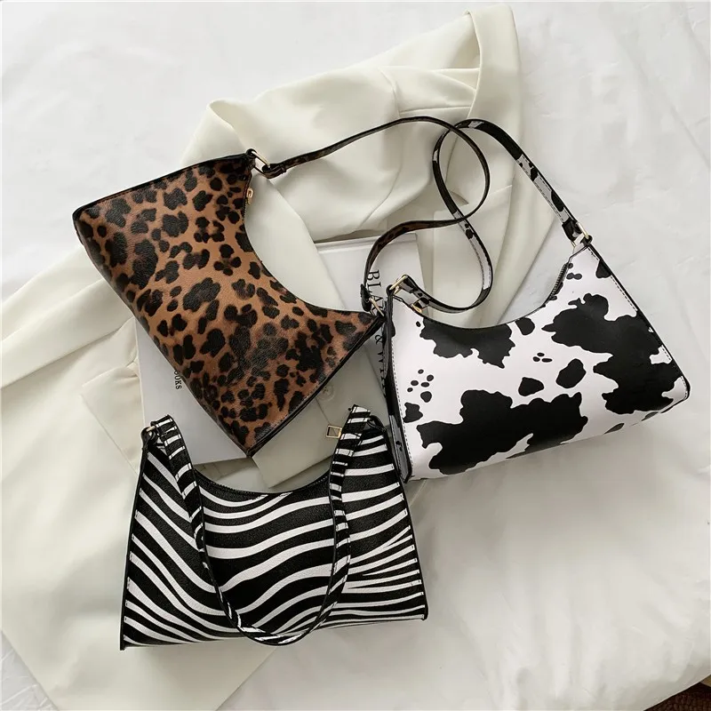 2022 Shoulder Bags for Women Fashion Zebra Print Women Luxury Handbag PU Leather Simple Underarm Shoulder Bags Totes Purse Pouch