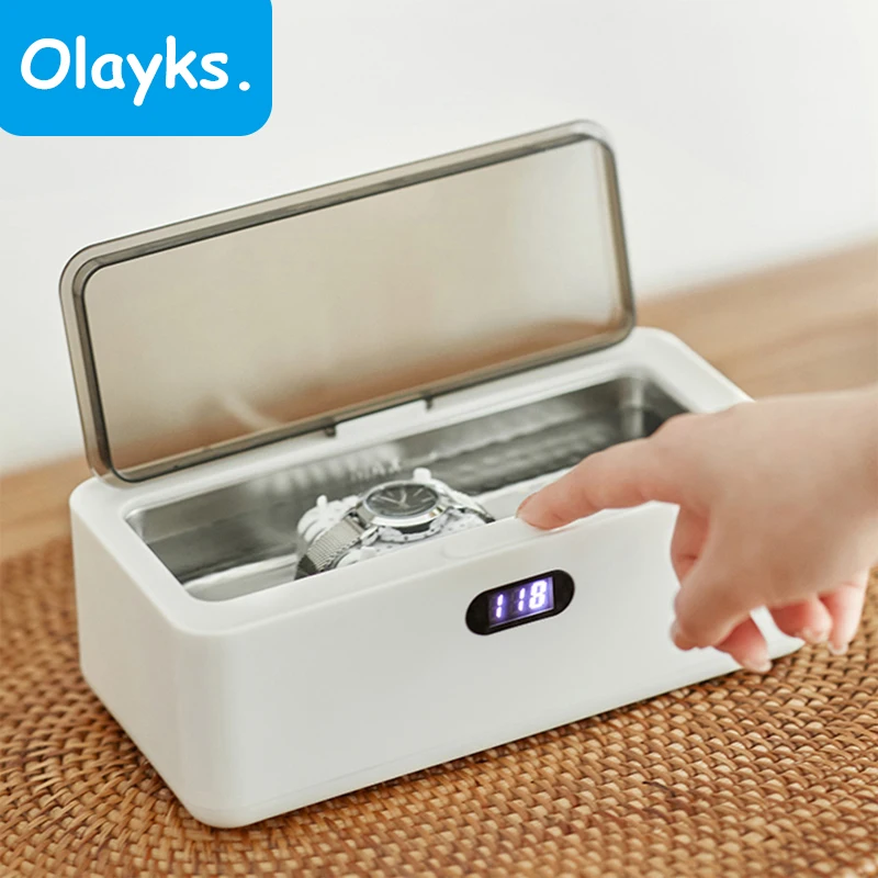 Olayks Ultrasonic Cleaner Cleaner Machine Portable Glasses Jewelry Denture Cleaner 45000Hz Detergente Per Vibrazioni Ad Alta Frequenza