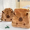 New Capybara Plush Porpoise Drawstring Bundle Pocket Portable Plush Bag Large Capacity Handbag Casual Lightweight Travel Pouch 1