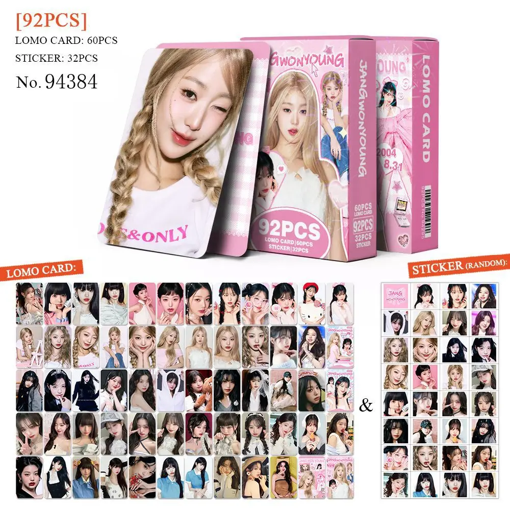92pcs Kpop Jang Wonyoung Lomo Cards and Stickers IVE Single Member