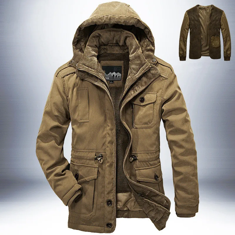 Military Thicken Fleece Cotton-Padded Warm Winter Jacket Men Parkas Wool Waterproof Jackets Male Heavy 2 in 1 Coat Overcoa parkas coat parka coat
