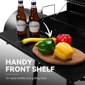 CC1830SC Charcoal Grill Offset Smoker with Cover, 811 Square Inches, Black, Outdoor Camping 6