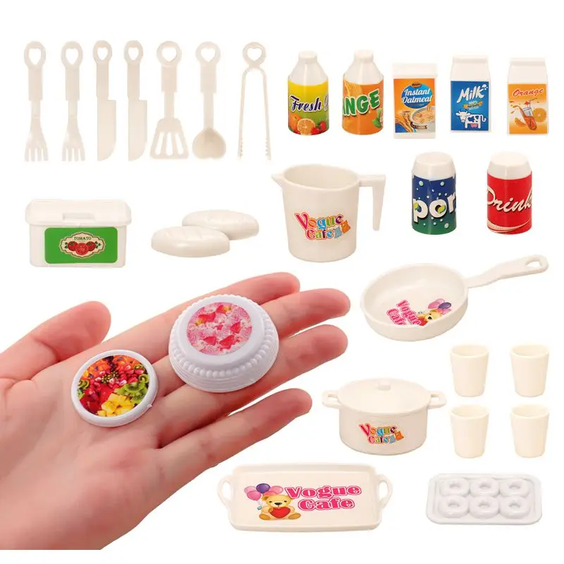 Kawaii Hot Sale 25 Items / Lot Free Shipping Miniature Dollhouse Accessories Kitchen Toys For Barbie DIY Girl Pretend Play Game