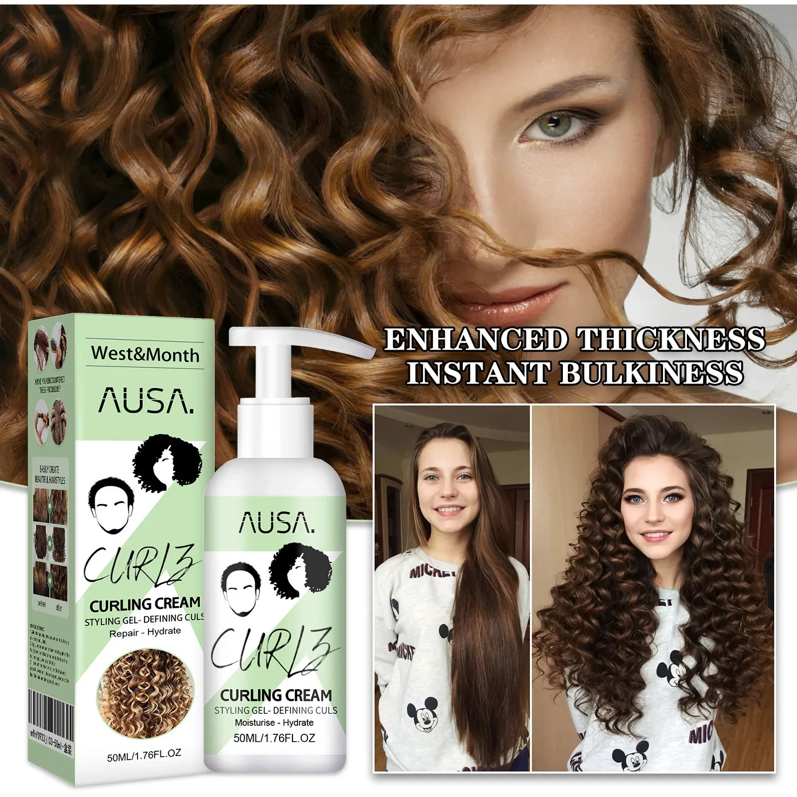 50ml Hair Volumizing Cream Hair Conditioner Volume Lift Styling Cream Curly Elastin Curl Defining Nourishing