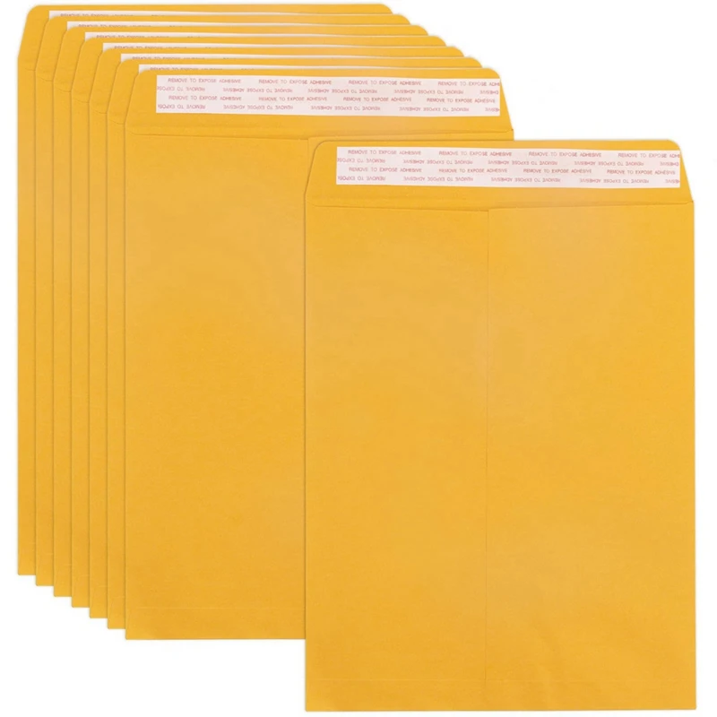 

100 Pack 10X12inches Catalog Envelopes Self Seal Paper Yellow Brown Envelopes For Mailing, Organizing And Storage