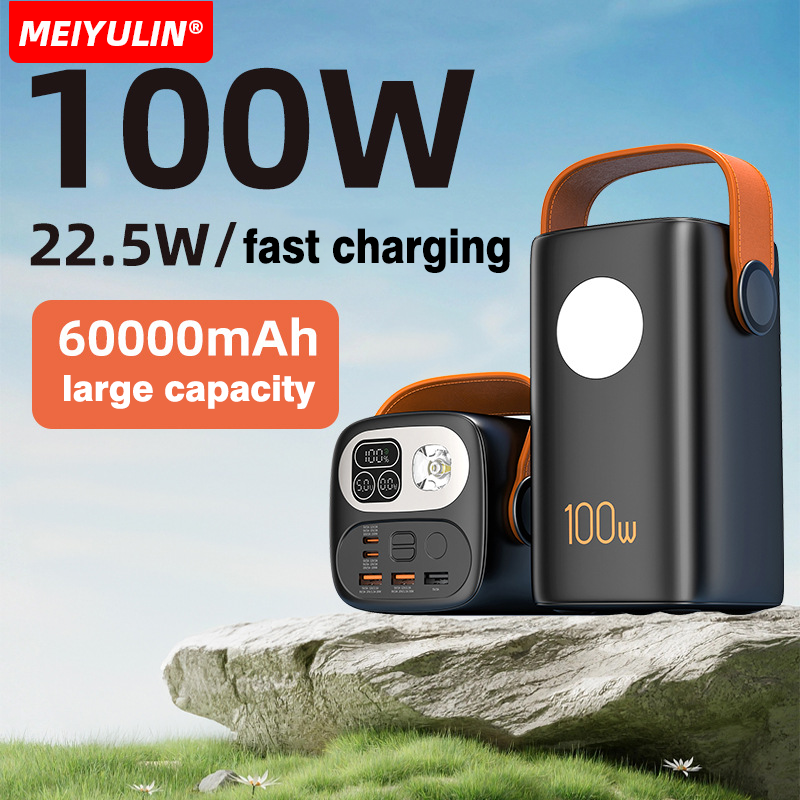60000mAh Large Capacity Power Bank For Laptop PD100W Fast Charger Portable External Spare Battery For iPhone Outdoor Camping