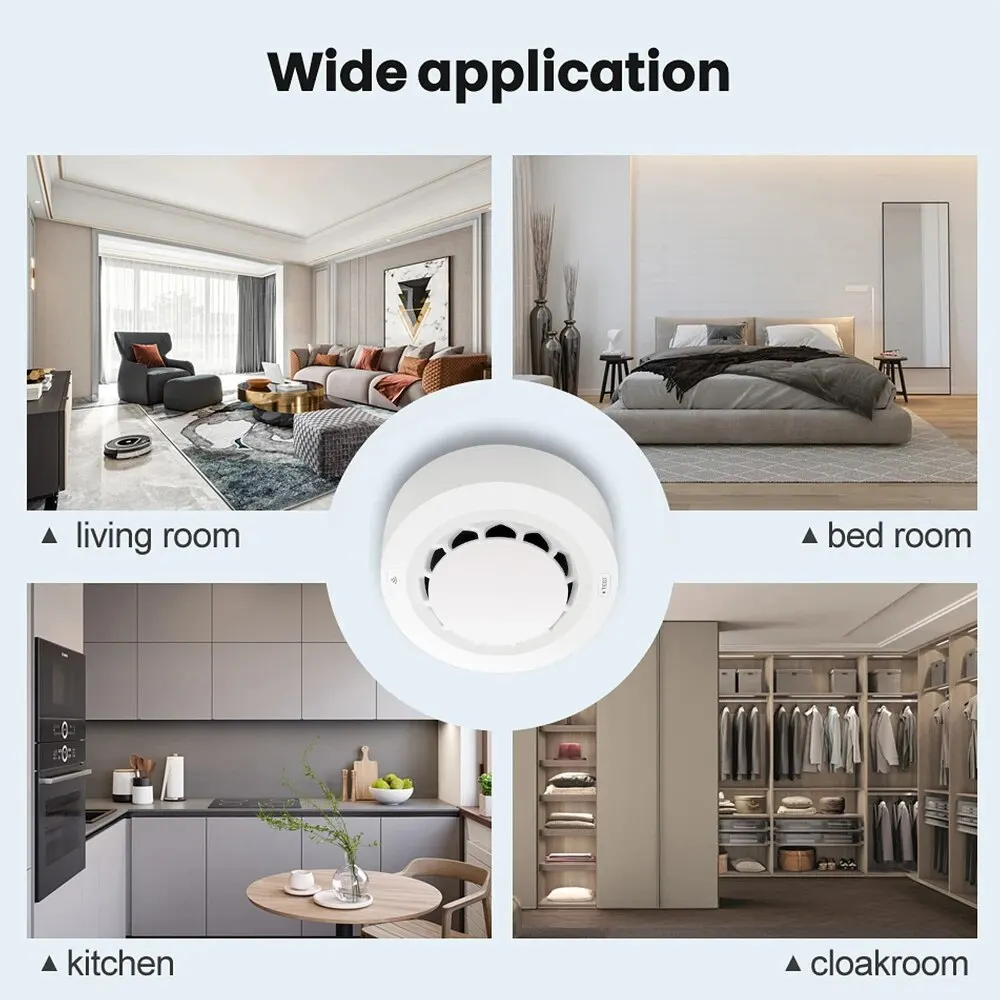 ONENUO Tuya WiFi Rook Detector Foto-elektrische Sensor Brandalarm Thuis Keuken Veiligheidssysteem Werken met Smart Life APP