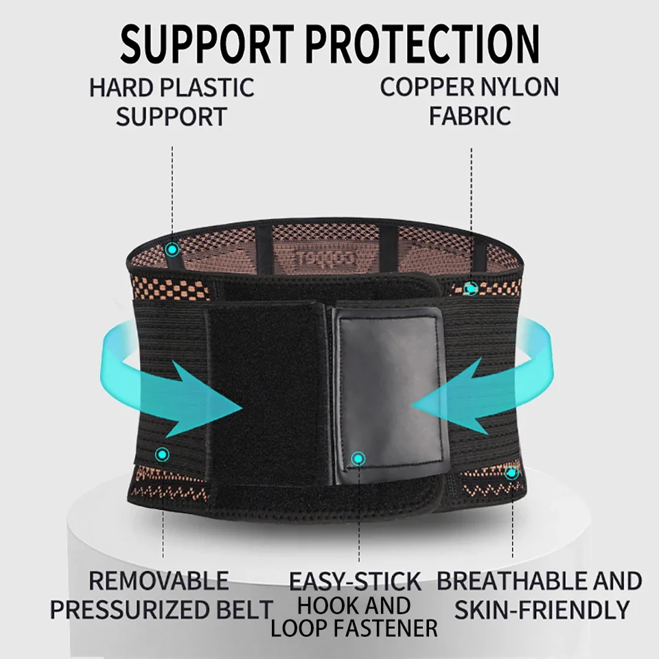 Lumbar Waist Support Adjustable Copper Waist Brace Compression Belt Fitness Trainer Girdle Pain Men Women Unisex lumbar support belt,back brace,waist support belt