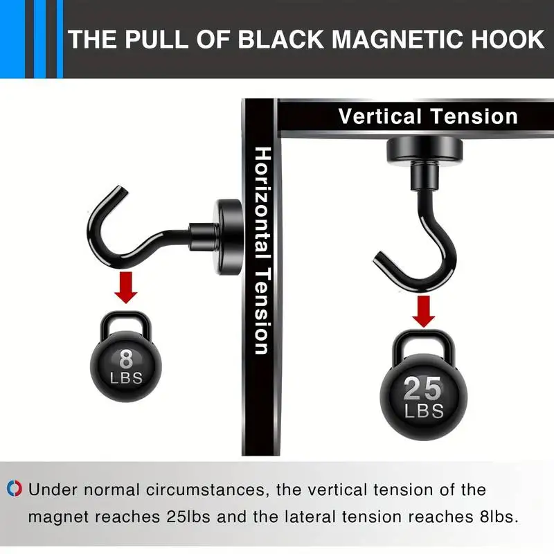 Magnetic Hooks Black 25Lbs Strong Heavy Duty Cruise Magnet S-Hooks for Hanging Cabins Grill Kitchen Garage Workplace