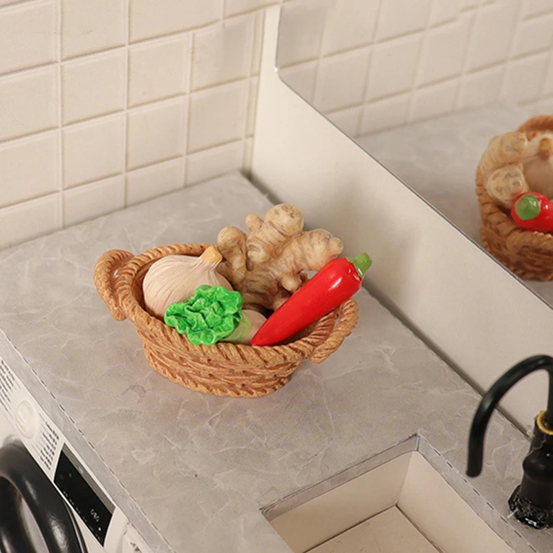 

1/12 кукольный домик с имитацией чеснока имбиря Чили капусты кукольный домик Мини Корзина для овощей кукольный домик аксессуары для декора кухни